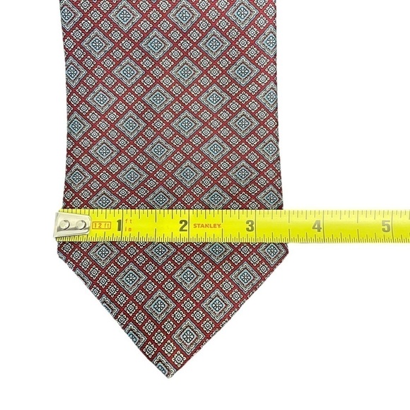 CHRISTIAN Dior Vintage Men’s Designer Geometric Squares Silk Tie Medallion 3.5 - Picture 4 of 7